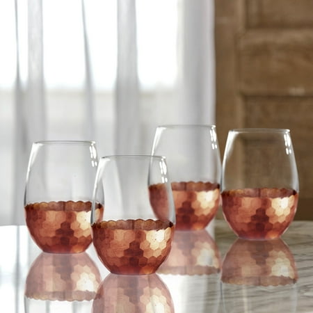 Better Homes & Gardens Copper Honeycomb Finish Stemless Glass