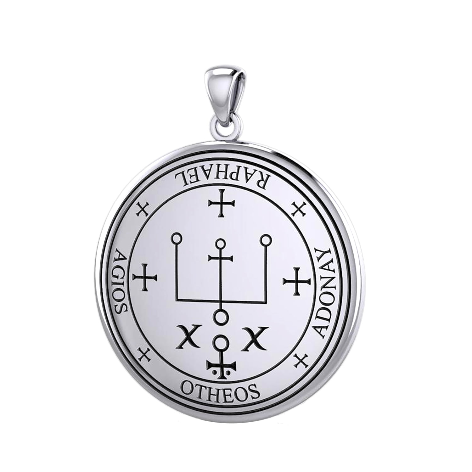 925 Sterling Silver Archangel Raphael Sigil Magic Amulet Medal Pendant  Necklace