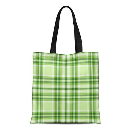 ASHLEIGH Canvas Tote Bag Tartan Plaid Pattern in Soothing Shades of Dark Durable Reusable Shopping Shoulder Grocery