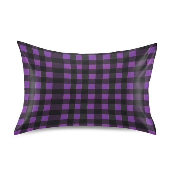 Ryvnso Satin Pillowcase Purple Checkered Grid Pattern Pillow Cases Standard Size 26x20in