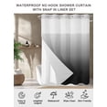 thumbnail image 7 of No Hook Black Ombre Shower Curtain with Snap in Liner Set, Farmhouse Gradient Modern Abstract Art Waterproof Fabric Bathroom Curtains with See Through Top Window, Hotel Style Small 36 x 72 Inch, 7 of 7