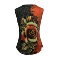 thumbnail image 4 of Women Tank Tops Summer Casual Ribbed Sleeveless Basic 3D Rose Print Cami Top Slim Henley Lace V Neck Blouses, 4 of 6