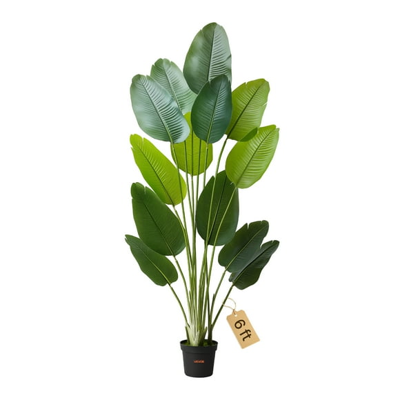 VEVOR 6ft Artificial Bird of Paradise Tree Fake Plant with Pot Indoor Outdoor