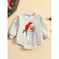 thumbnail image 2 of Diconna Baby Girls Boys Christmas Romper Santa Print Round Neck Jumpsuits Autumn Winter Casual Bodysuits White One Santa 3-6 Months, 2 of 7
