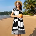 thumbnail image 3 of Lsque Geometry Dash Print Women's Casual Dress T-Shirt Summer Short Sleeve Scoop Neck Swing Dresses, 3 of 7