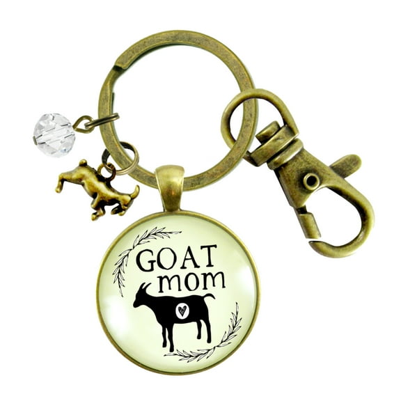 Goat Mom Keychain Baby Farm Animal Jewelry for Mama Charm Gift