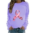 thumbnail image 2 of CLOISE Cancer Sweatshirt Women Breast Cancer Awareness Sweatshirt Daisy Ribbon Pink Crewneck Long Sleeve Shirts Cancer Fight Blouses Comfy Pullover Tops Fall Clothes Purple 2XL, 2 of 4