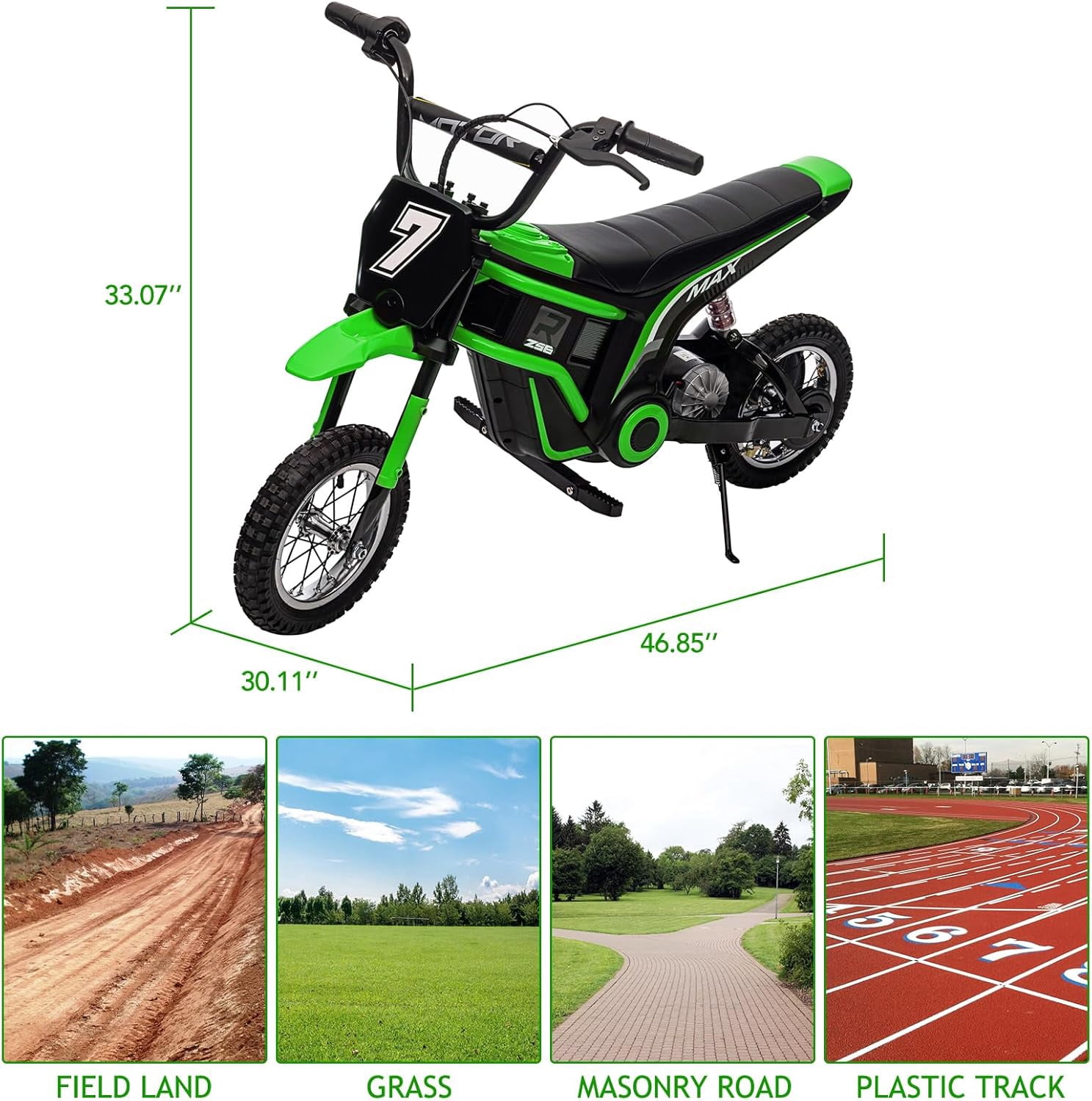 Kids Electric Dirt Bike 24-Volt 350-Watt Kid's Motorcycle Up to 14MPH for Kids 8-14 2-Speed Modes Max Load 135 Lbs/Seat Height 18Inch