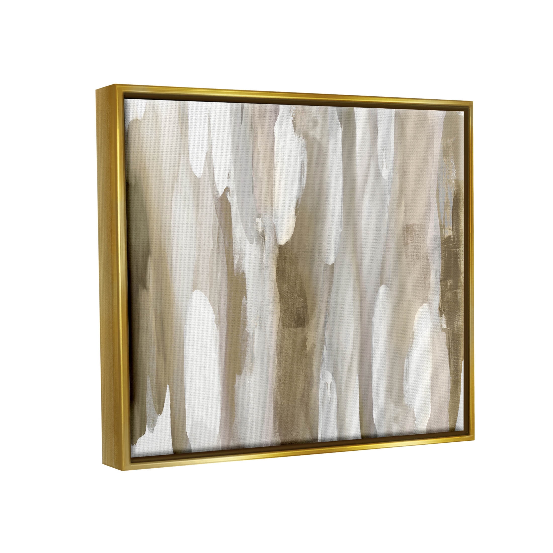 Stupell Industries Brown Fluid Shapes Arrangement Graphic Art Metallic Gold Floating Framed Canvas Print Wall Art, Design by Jackie Hanson