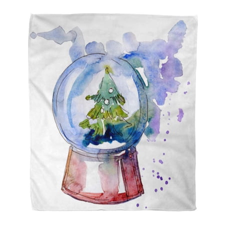 SIDONKU Throw Blanket Warm Cozy Print Flannel Christmas Winter Holiday Symbol in Watercolor Pig Year Happy Aquarelle Comfortable Soft for Bed Sofa and Couch 58x80 Inches