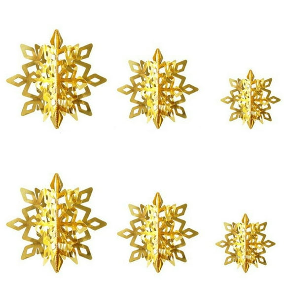 Gold Festive Hanging Garland With Snowflake For Christmas Decor Paper Material 3 Sizes Home Winter Decoration