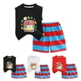 thumbnail image 4 of ASFGIMUJ Summer Toddler Boy Two Piece Clothing Suit Sleeveless Cute Cartoon Pattern T Shirt + Shorts Outfit 12 Months-18 Months, 4 of 4