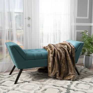 Noble House Lauren Dark Teal Fabric Bench