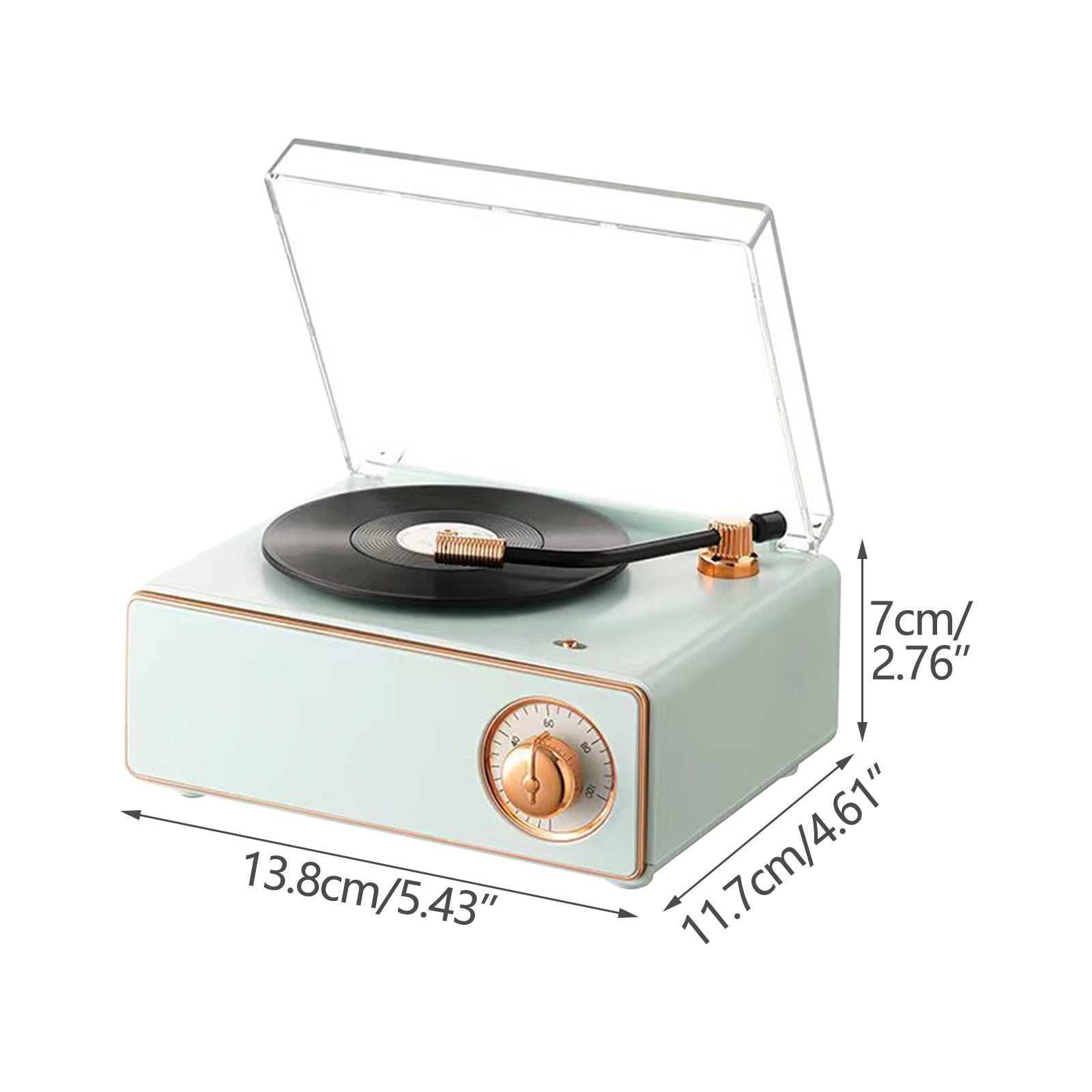 New Vintage Vinyl Bluetooth Speaker Phonograph Wireless Audio Player with Alarm Clock Retro Mini Portable Music Player for Travel Outdoor Home Use Gift Idea