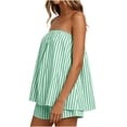 thumbnail image 5 of SOOMLON Cooling Pajamas for Women Plus Size Flowy Sleepwear Set Strapless Ruffle Top Solid Summer Two Piece Nightwear, 5 of 6