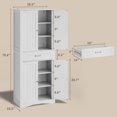 thumbnail image 4 of 71'' Freestanding Tall Storage Cabinet 4-Door Organizer with 4 Adjustable Shelves & Large Drawer Multipurpose Pantry for Kitchen, Living Room & Bathroom White, 4 of 9