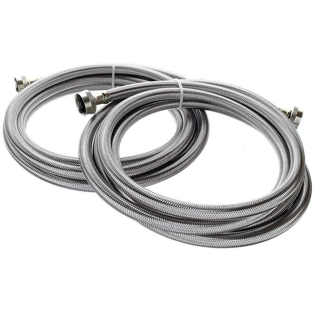 10 ft Stainless Steel Washing Machine Hoses (2 Pack) Burst Proof from