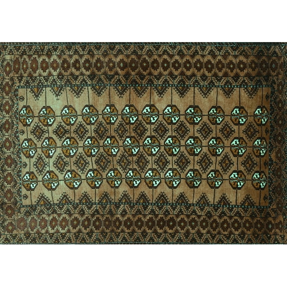 Ahgly Company Indoor Rectangle Southwestern Turquoise Blue Country Area Rugs, 8' x 12'