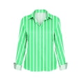 thumbnail image 5 of Miqool Satin Shirts for Women Striped Long Sleeve Collared Button Down Dressy Blouses Soft Work Office Tops, 5 of 5