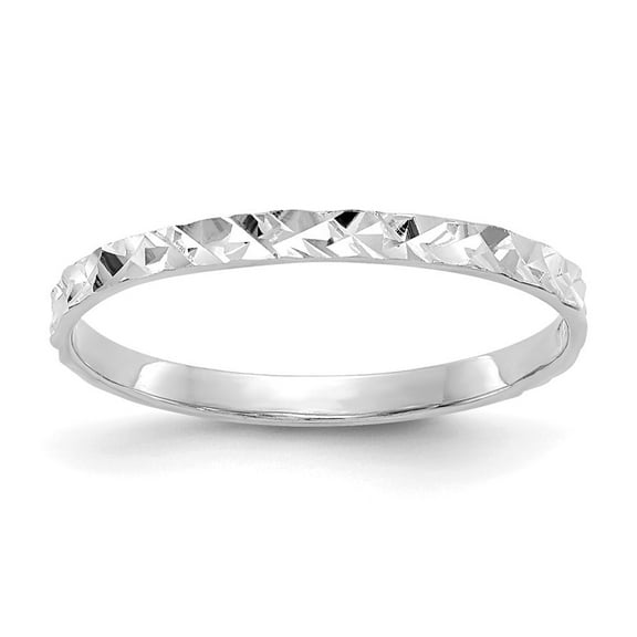 Auriga Fine Jewelry 14K White Gold Diamond-cut Design Band Ring for Women Size 3
