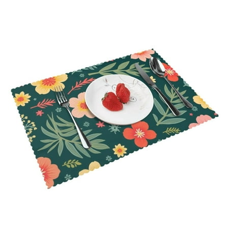 

Tropical Foliage Placemats For Dining Table 12 X 18 Inch Seasonal Holiday Decoration Rustic Vintage Washable Table Mats Set Of 4
