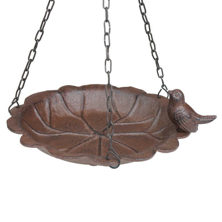 Mainstays Leaf Cast Iron Outdoor Hanging Bird Feeder Mainstays Leaf Cast Iron Outdoor Hanging Bird Feeder