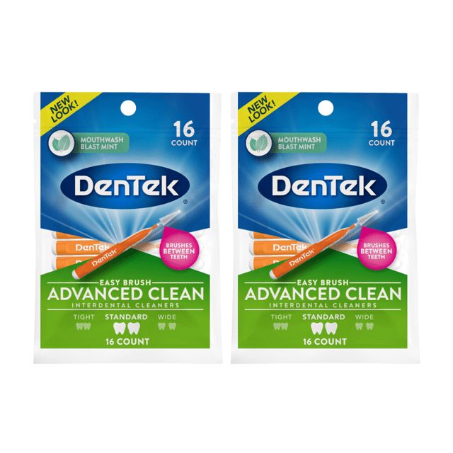 Dentek Easy Brush Interdental Cleaners, Mint, 16 ct (Pack 2)