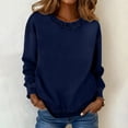 thumbnail image 4 of YYDGH Womens Denim Pullover Tops Long Sleeve Crew Neck Jean Sweatshirt Solid Color Casual Loose Fit Lightweight Sweatshirt Dark Blue XL, 4 of 9