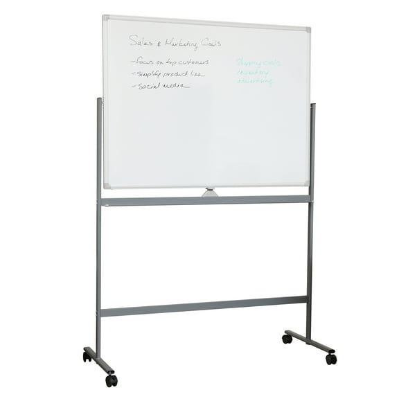 Mind Reader Rolling Double-Sided Dry Erase Magnetic Board, Board Size: 47 x 35.5, White