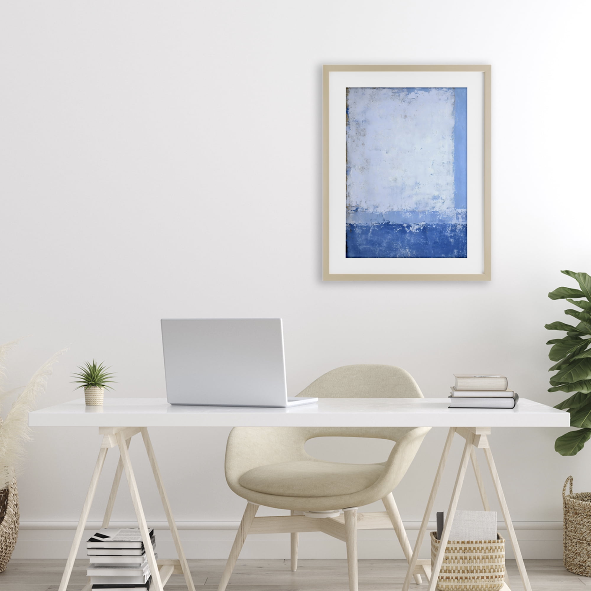 Stupell Industries Blue & White Abstract Birch Framed Print Under Glass, design by Gina Kelly
