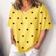 thumbnail image 2 of Blusa de manga corta con cuello en V y estampado de puntos sueltos informales de verano para mujer OAVQHLG3B Store  lin121212, 2 of 4