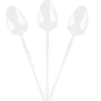 EcoQuality White Disposable Plastic Soup Spoons - Heavy Weight Plastic White Cutlery, Disposable Utensils, Silverware Perfect for Wedding, Birthday, Event Planning, Baby Shower, Anniversaries (32)