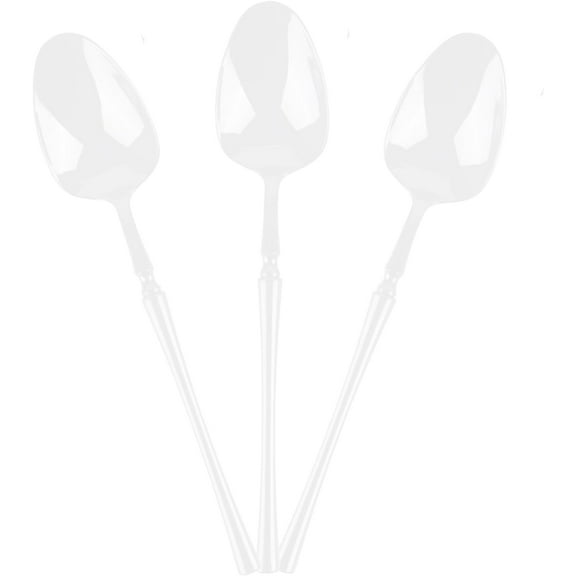 EcoQuality White Disposable Plastic Soup Spoons - Heavy Weight Plastic White Cutlery, Disposable Utensils, Silverware Perfect for Wedding, Birthday, Event Planning, Baby Shower, Anniversaries (32)