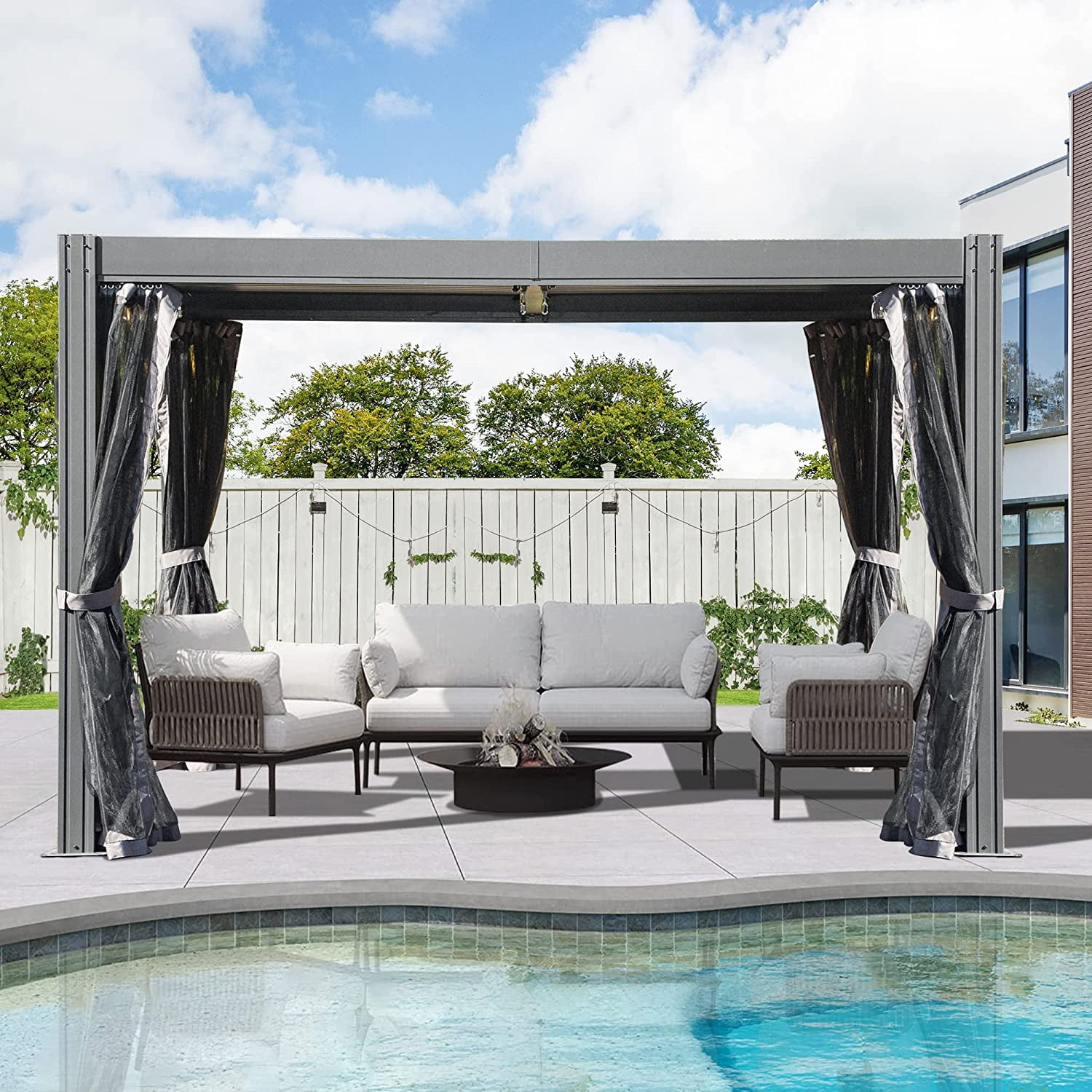 Domi Louvered Pergola, 10x13Ft Outdoor Pergola, Aluminum Pergola with