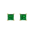 thumbnail image 3 of Clara Pucci 1.5Ct Emerald Princess Cut VVS1 Push Back Stud 14k Solid hypoallergenic Gold Designer Earrings For May, 3 of 7