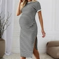thumbnail image 2 of TANYSU Women's Casual Striped Maternity Dress Short Sleeve Sleeve Split Thigh Bodycon Dresses Pregnancy Clothes For Mother-to-be, 2 of 6