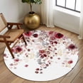 thumbnail image 2 of Round Rug 7Ft Washable Non-Slip, Red Flowers Circle Area Rugs for Living Room Bedroom, Spring Floral Elegant Pastoral Watercolor Indoor Floor Mats Carpet Runner for Home Decor Aesthetic, 2 of 8