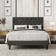 thumbnail image 4 of Amolife Full Linen Fabric Upholstered Platform Bed Frame with Adjustable Headboard, Diamond Button Tufted Style, Dark Grey, 4 of 8