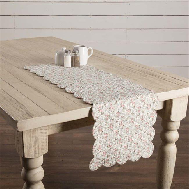 VHC Brands Farmhouse Holiday Tabletop & Kitchen-Carol Quilted Runner White 13 x 36 