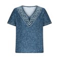 thumbnail image 4 of Taqqpue Mens Linen Shirt Solid Color V Neck Short Sleeve Blouse Tops Casual Embroidered Plus Size Beach T Shirts, 4 of 6
