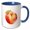 Blue/White, variant on 3drose, Image of a Beautiful Peach Fruit with Green Leaf Cool Kitchen Gift, 15oz Mug