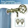 thumbnail image 6 of Urbanest 1" Diameter Designer Birdcage Single Curtain Rod – Heavy Metal Decorative Finials, Drapery Hardware for Window Treatments, 28" to 48", Antique Brass, 6 of 6