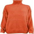 thumbnail image 3 of Chandail en Tricot à Col Roulé Long Surdimensionné pour Femmes, Tunique à Manches Chauve-Souris Longues, 3 of 6