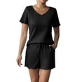 thumbnail image 3 of EKOUAER 2 Piece Lounge Set Ribbed Knit Loungewear Sleeveless Tank Plus Sizes Sleepwear Short Set, 3 of 6