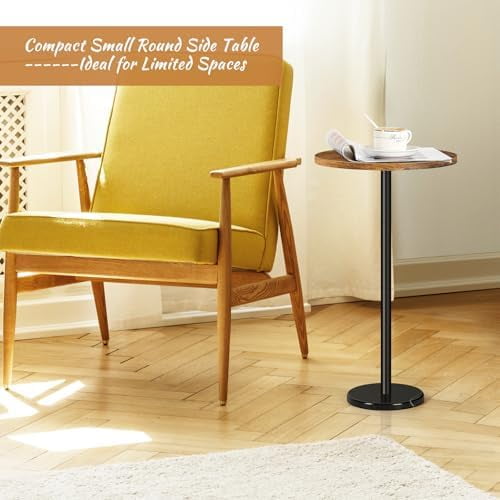 Round End Table with Marble Base Drink Tables for Small Spaces