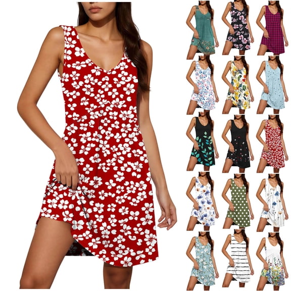 Summer Plus Size Dresses for Womens 2025 Fashion Sexy Fragmented Flower Tie Waist Wrapped Short Sleeved V-neck Dress