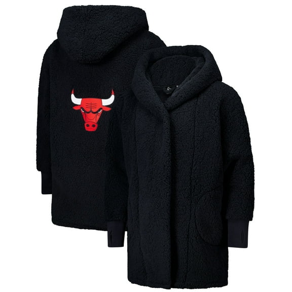 Unisex The Best Lounger in the World By Jill Martin Black Chicago Bulls Oversized Open-Front Hoodie Sweater