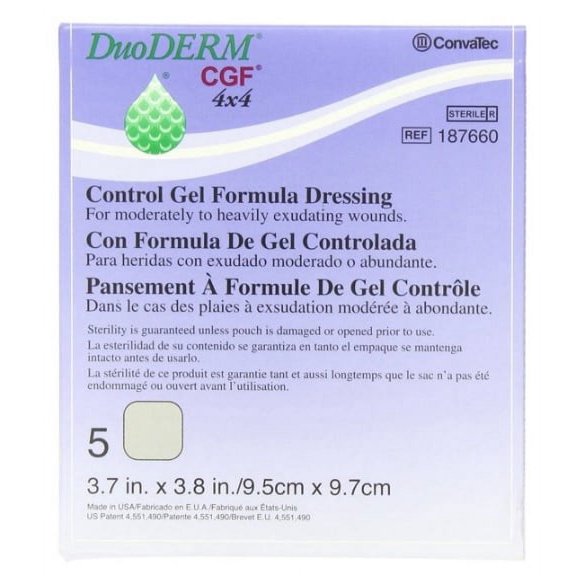 Convatec Duoderm CGF Wound Dressing, 5 Count 4x4 10cm x 10cm