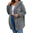 thumbnail image 5 of Womens Jacket Soft Hooded Jackets Casual Open Front Long Sleeve Solid Pockets Lightweight Outdoor Full Zip Warm Pullover Coats for Women Grey L, 5 of 7