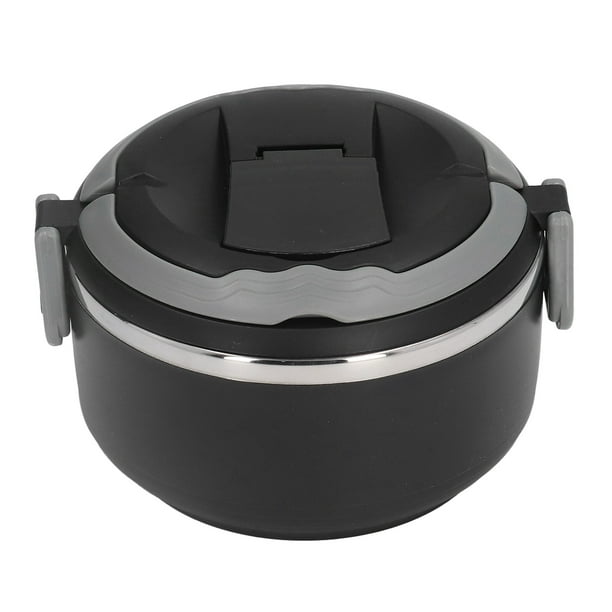 Fiambrera de acero inoxidable de estilo japonés, lonchera térmica portátil para la escuela y la oficina, de una sola capa, color negro, revestimiento 304